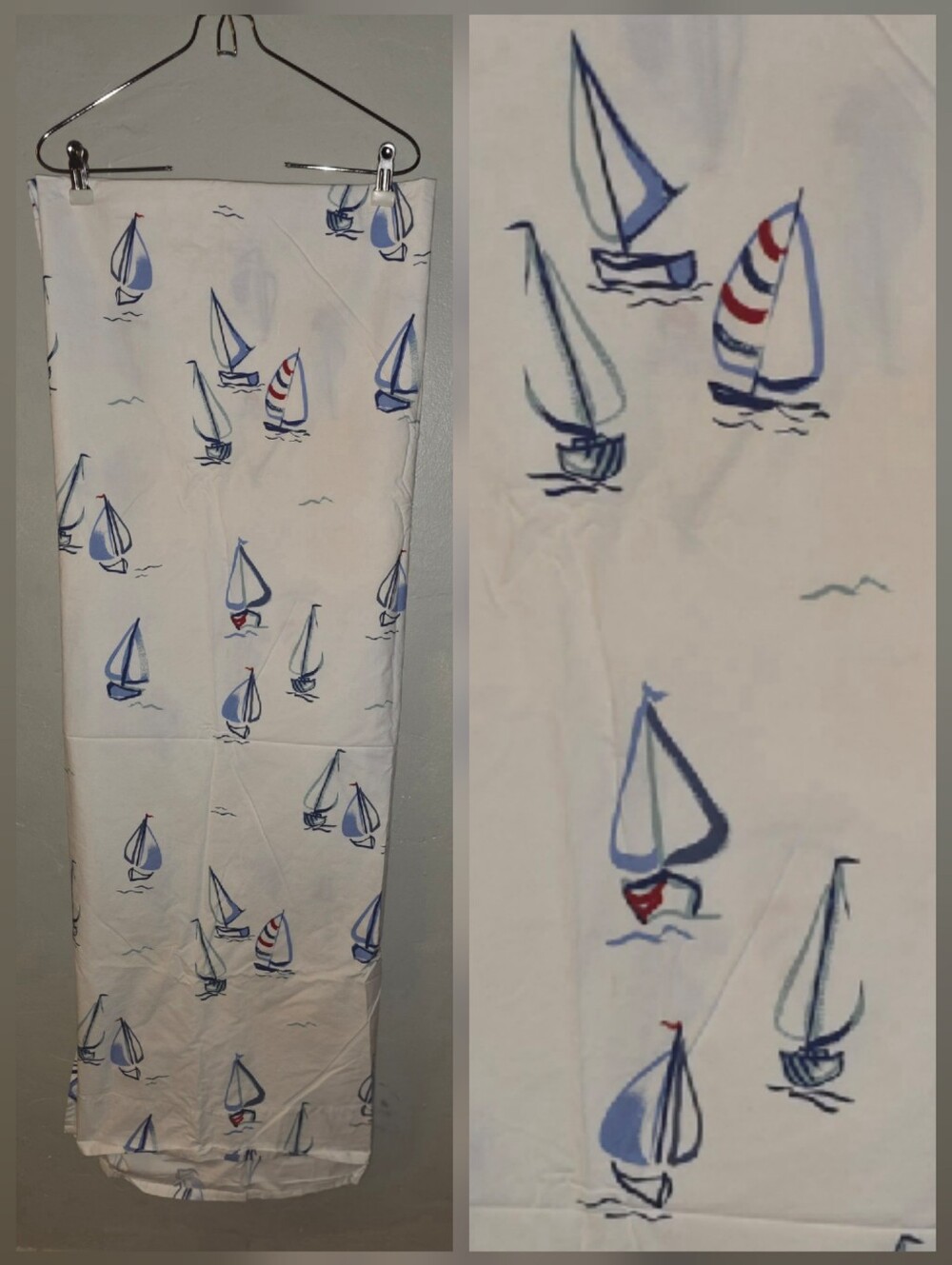 Eddie Bauer Cotton Sailboat Print Twin Sheet Set 3 Peice